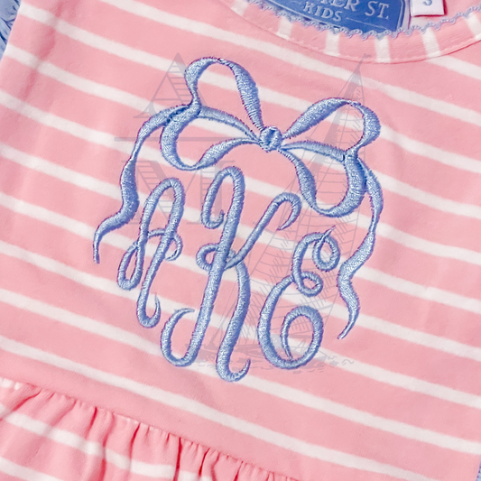 Bow Monogram Frame Embroidery Design Includes BX, Machine Embroidery File with Satin Finish, 5 sizes
