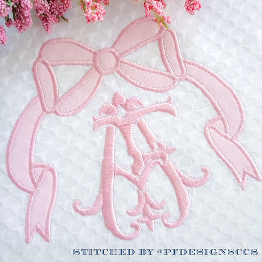 Bow Applique Embroidery Design for Machine Embroidery, Satin Finish 3", 4", 5", 6", 7" Wide