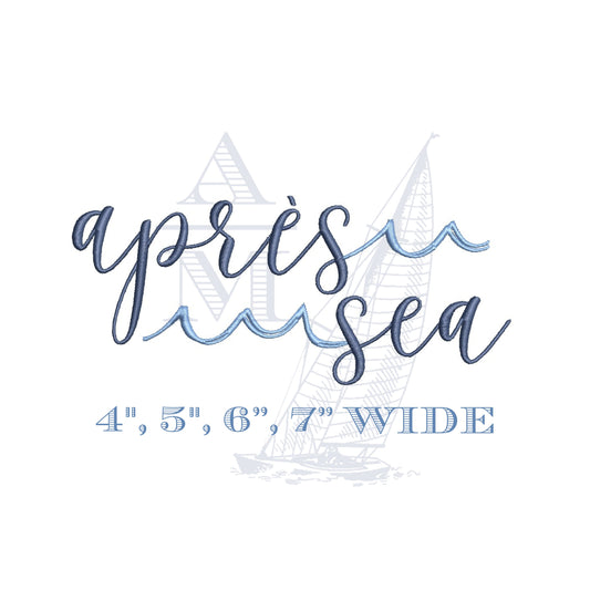 Apres Sea Coastal Embroidery Design, 4 Sizes