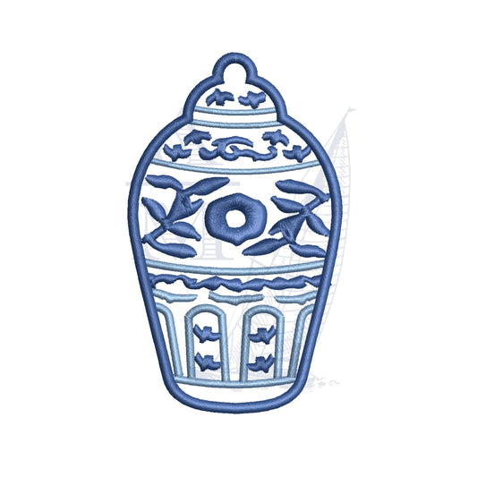 Ginger Jar Applique Embroidery Design, 2"-7" Tall