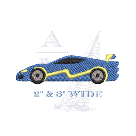 Racecar Mini Embroidery Design for Boys or Girls, Cars Design, 2 and 3 wide