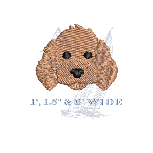 Mini Cockapoo or Labradoodle Puppy Dog Embroidery Design for Machine Embroidery, 1", 1.5" & 2" Tall