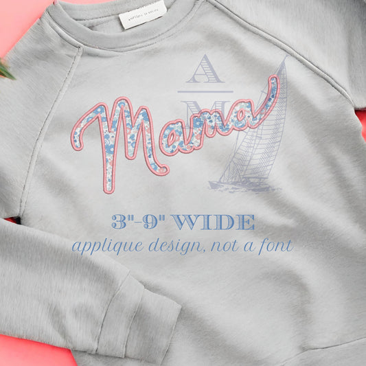 Mama Applique Embroidery Design, 3" to 9" wide