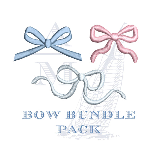 Mini Bow Embroidery Design Set of 3 Styles, Machine Embroidery File with Satin Finish, 3 sizes each
