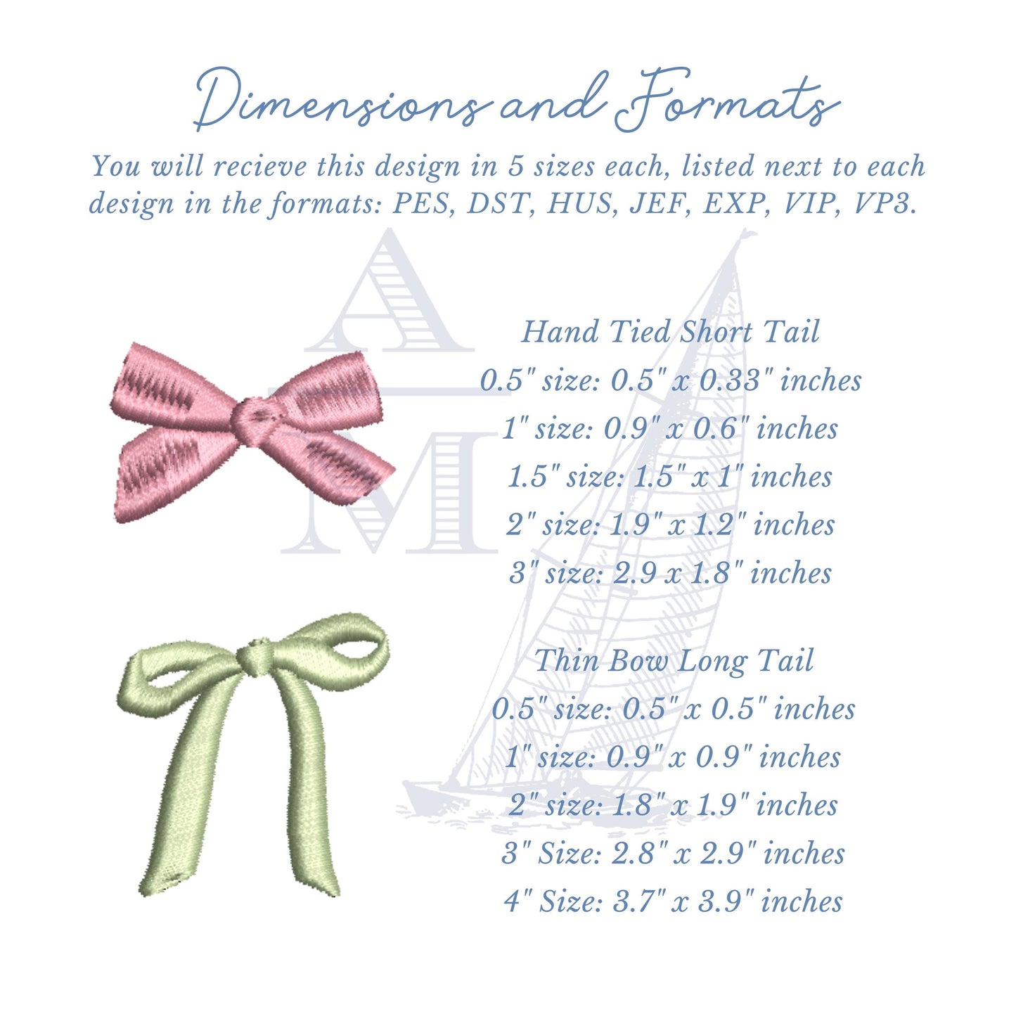SET OF 10 Bow Embroidery Designs, Buy More Save More, Get All 3 Bundle Packs, 0.5" to 4", Digital Design Files for Machine Embroidery