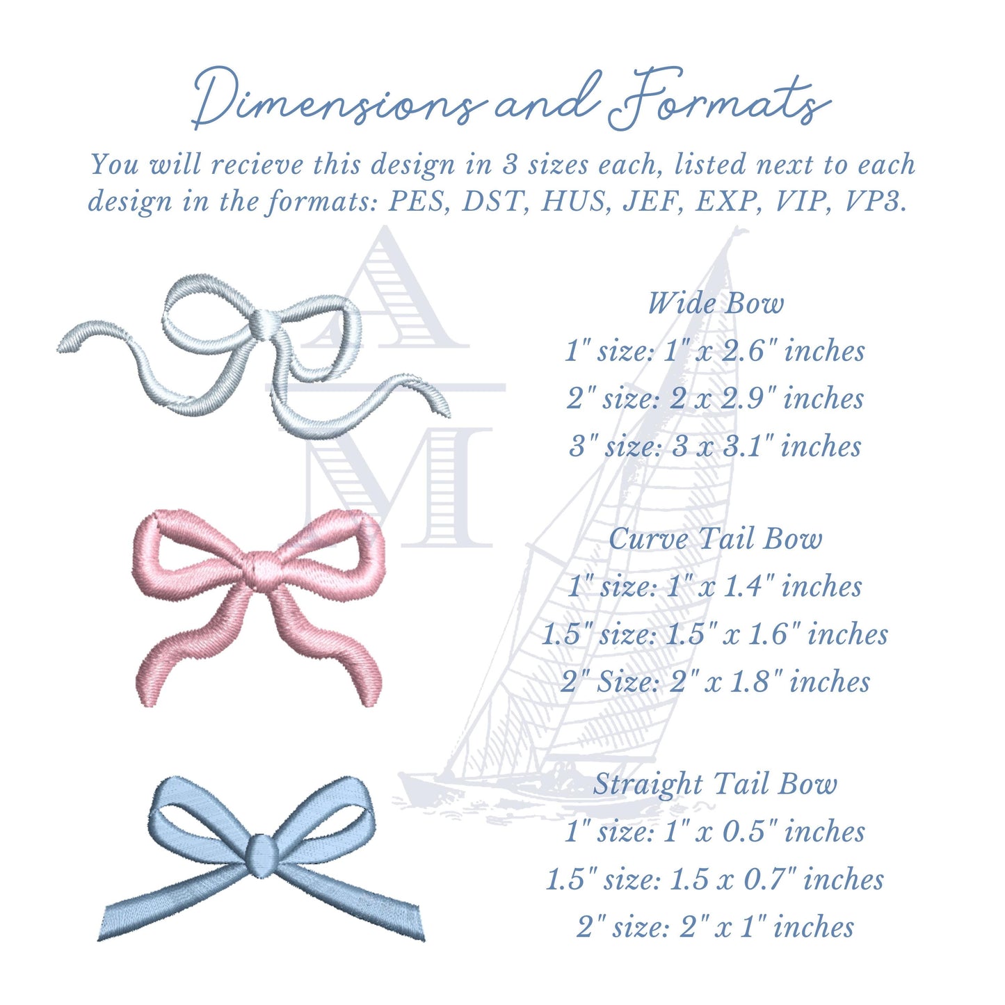 SET OF 10 Bow Embroidery Designs, Buy More Save More, Get All 3 Bundle Packs, 0.5" to 4", Digital Design Files for Machine Embroidery