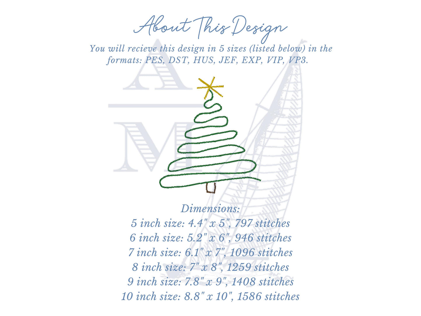 Chenille Yarn Christmas Tree Applique Embroidery Design, Digital File, 6 Sizes for Sweatshirts, Hats, Bags, Crafts, Trendy Holiday