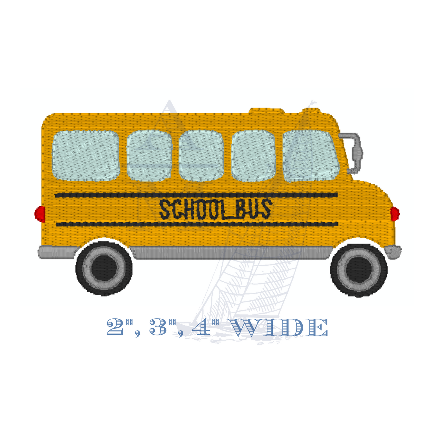 School Bus Embroidery Design, 4 Sizes