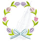 Tulip Flower Monogram Bow Frame Embroidery Design File 4x4