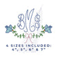 Monogram Bird & Bow Frame Embroidery Design File 4"-7" Wide