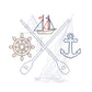 Nautical Embroidery Crest Frame Design, Add a Letter or Monogram, 4x4 & 5x7