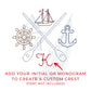 Nautical Embroidery Crest Frame Design, Add a Letter or Monogram, 4x4 & 5x7