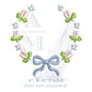 Tulip Floral Bow Monogram Frame, Flower Embroidery Design, 4" & 5" Satin Finish