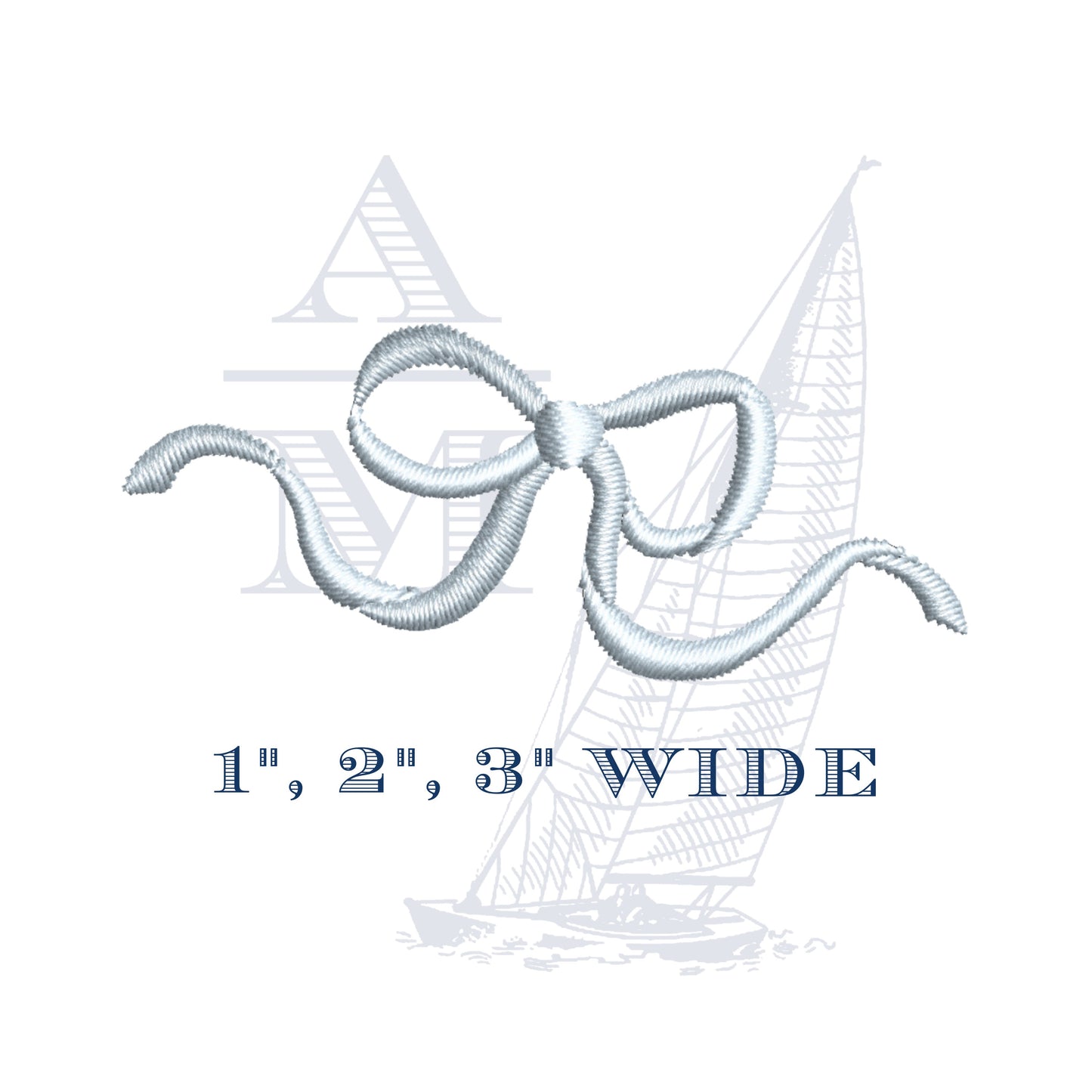 Bow Embroidery Design, Satin Finish, for Machine Embroidery, 3 sizes, 1", 2" 3"