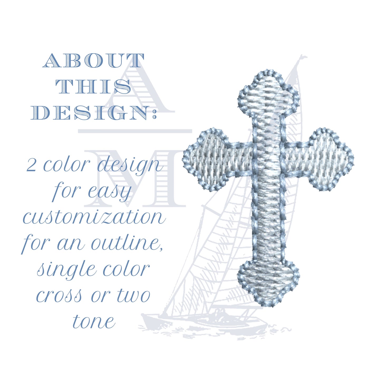 Mini Cross Embroidery Design with Bean Stitch Outline, Two Tone Design