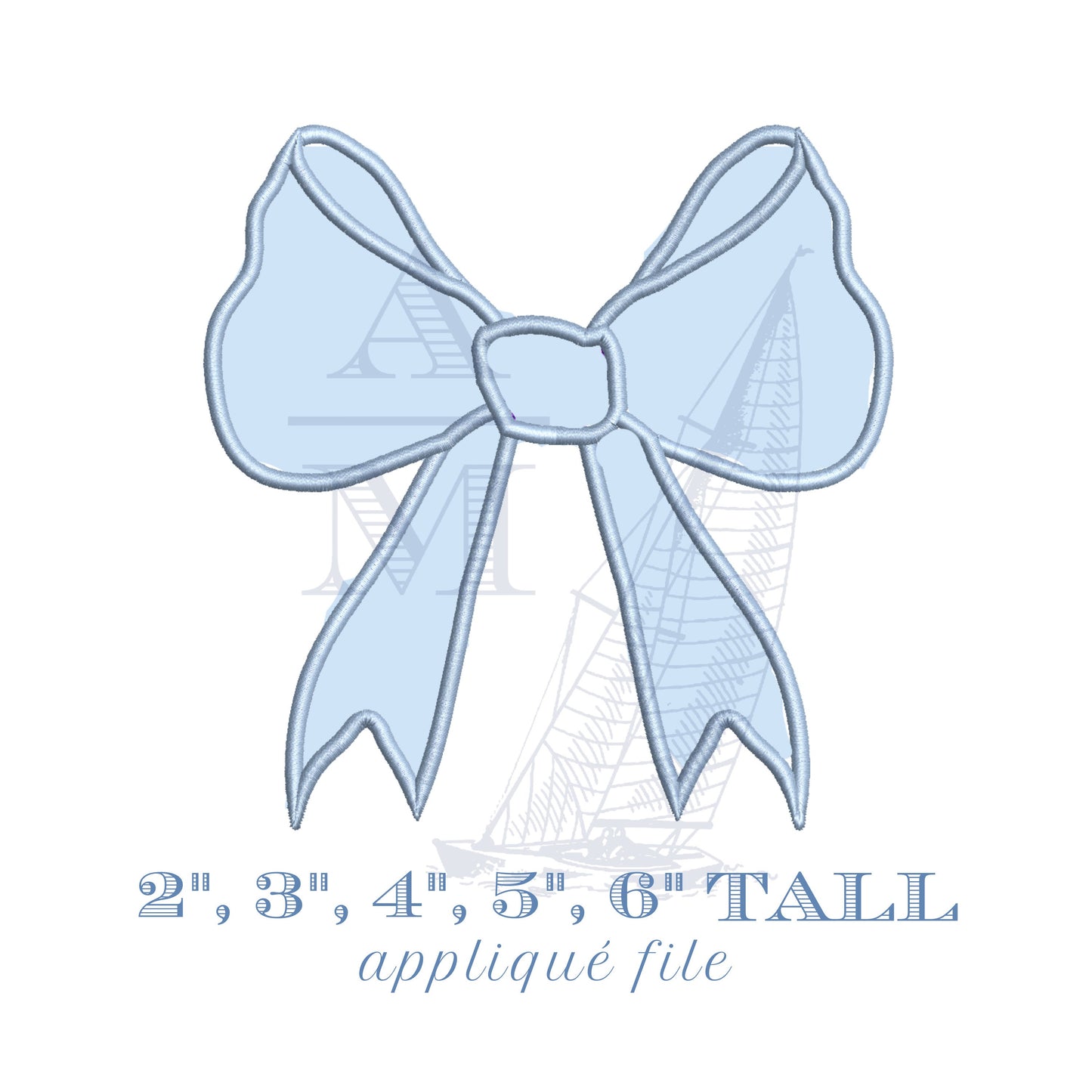 Big Southern Boutique Bow Applique Embroidery Design, 5 Sizes