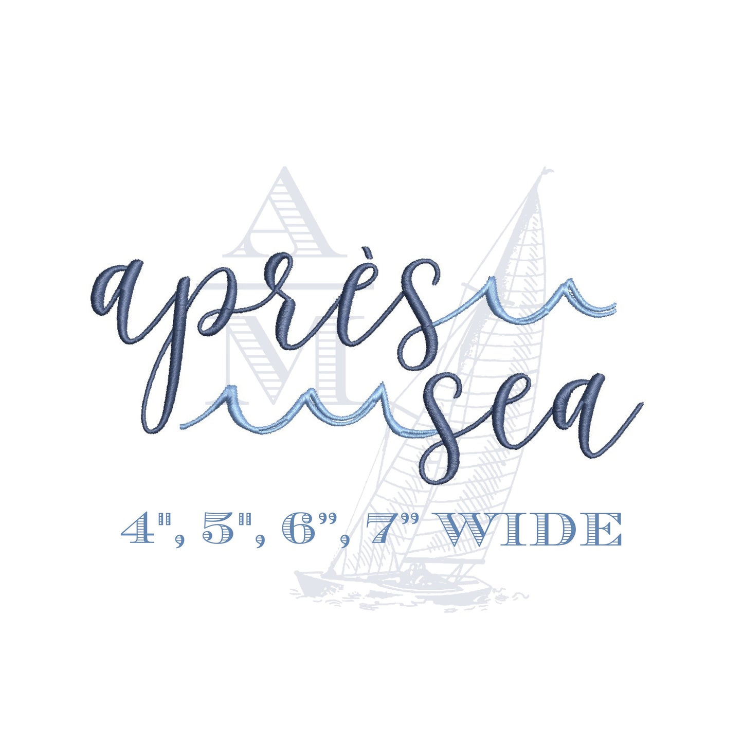 Apres Sea Coastal Embroidery Design, 4 Sizes