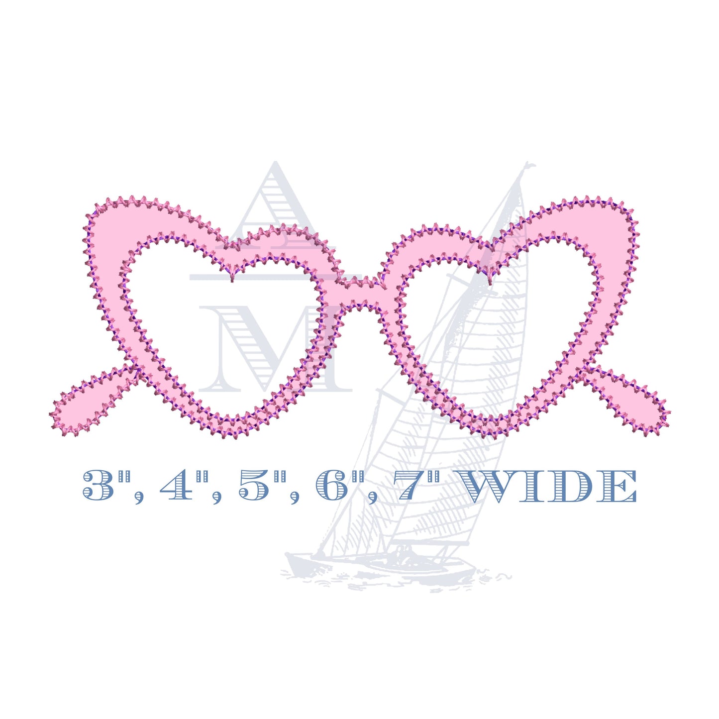 Heart Sunglasses Valentine's Day Applique Embroidery Design, 5 Sizes