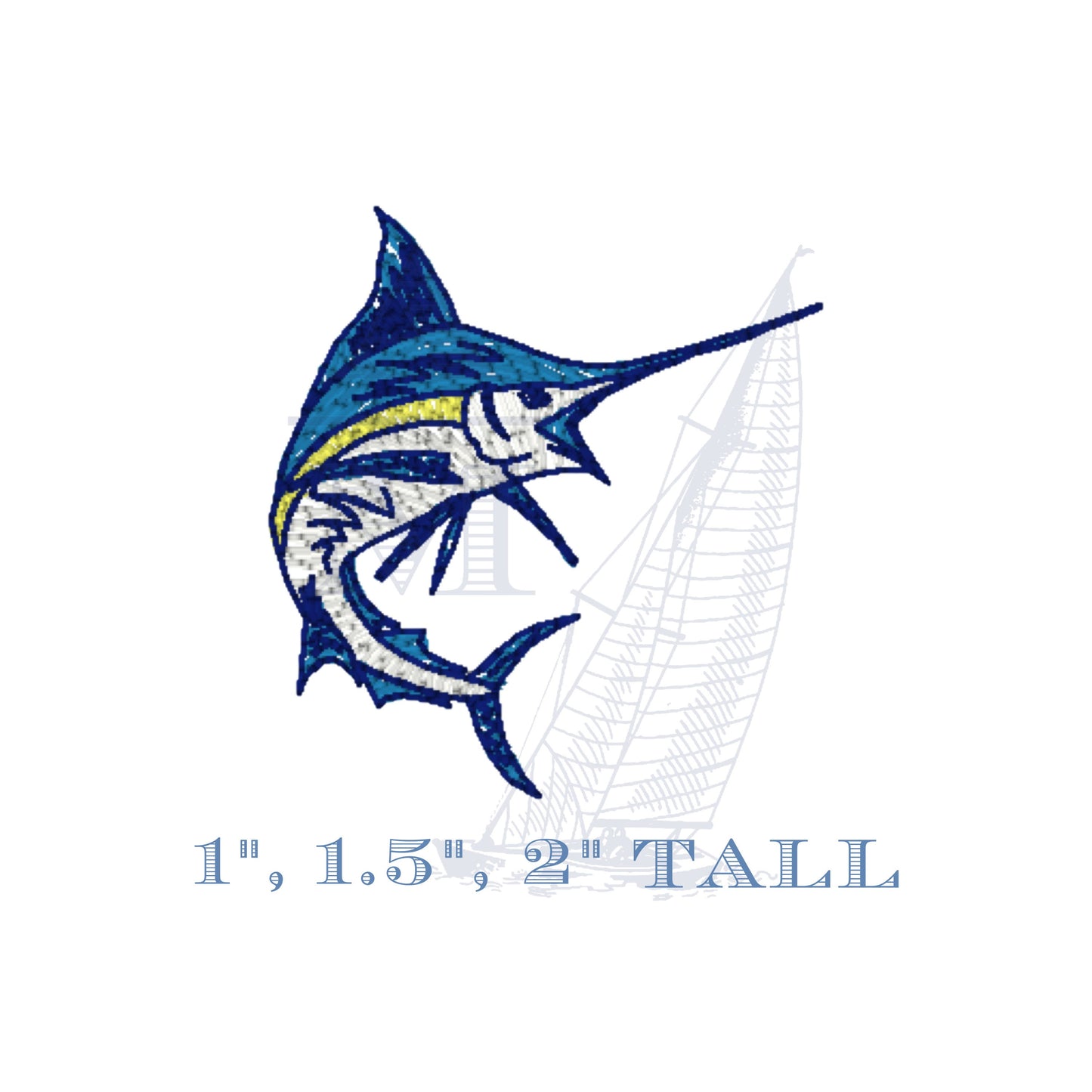 Mini Embroidery Design, Marlin Fish, Sketch Fill, Machine Embroidery File, 3 Sizes