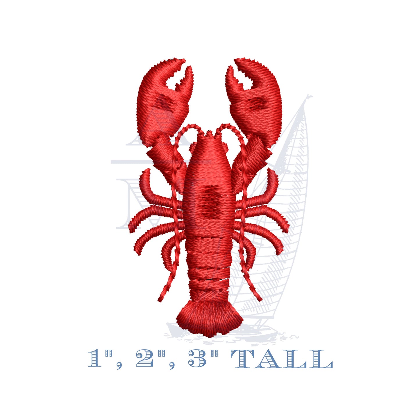 Mini Lobster Satin Finish Embroidery Design, 1", 2", 3" tall