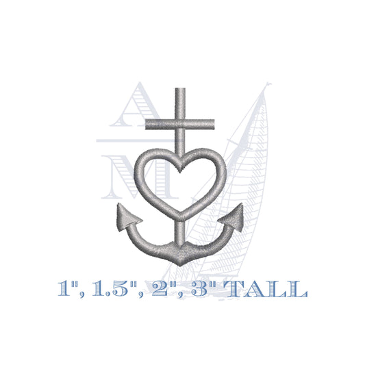 Faith Hope and Love Anchor Embroidery Design, 4 Sizes