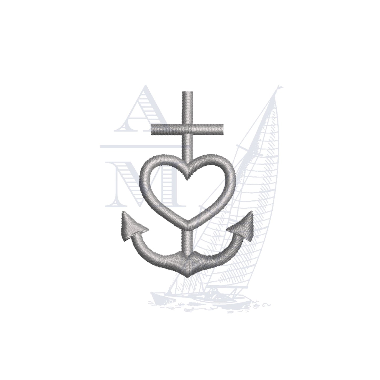 Faith Hope and Love Anchor Embroidery Design, 4 Sizes