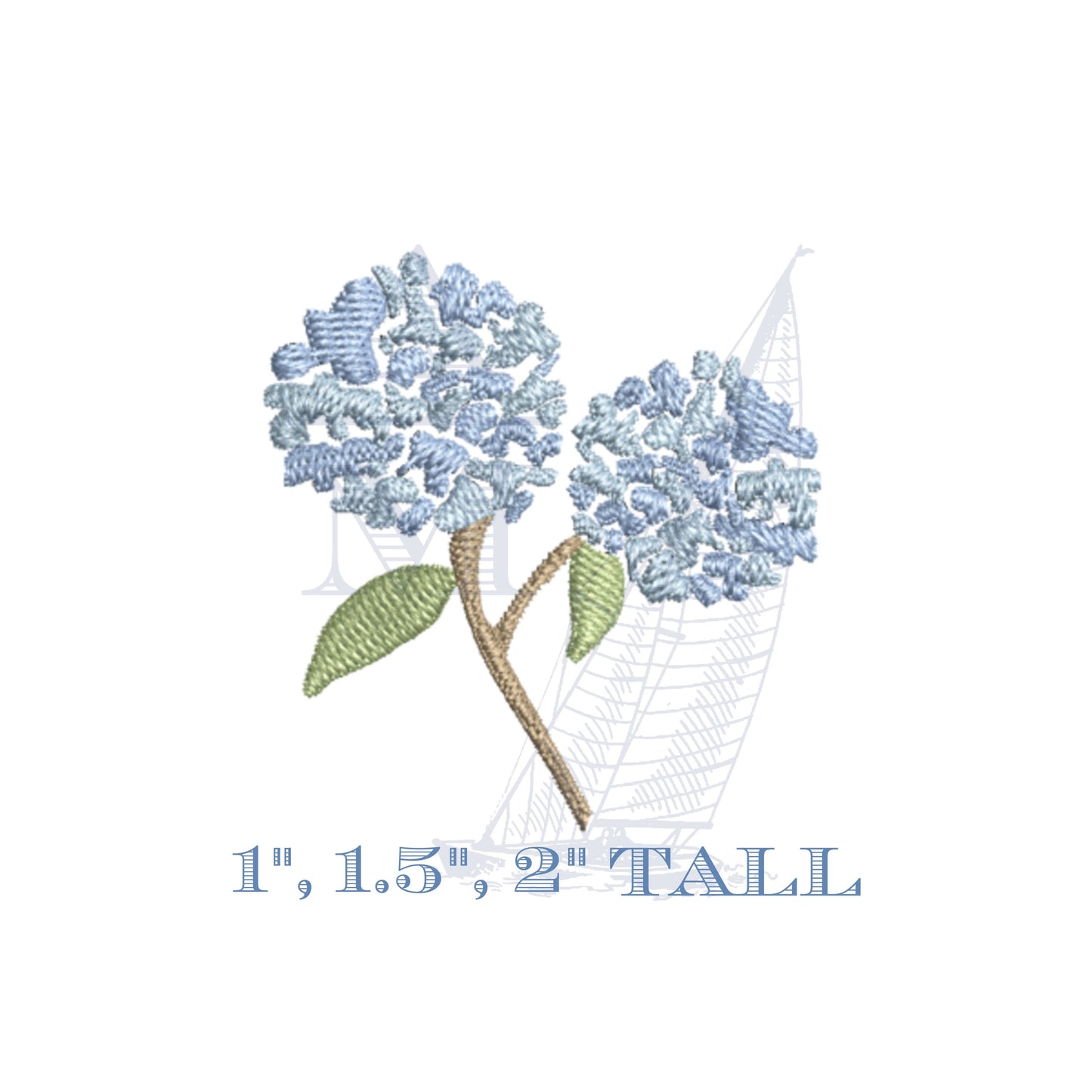 Hydrangea Embroidery Design, Mini Flower for Machine Embroidery, 3 sizes, 1", 1.5, 2 tall