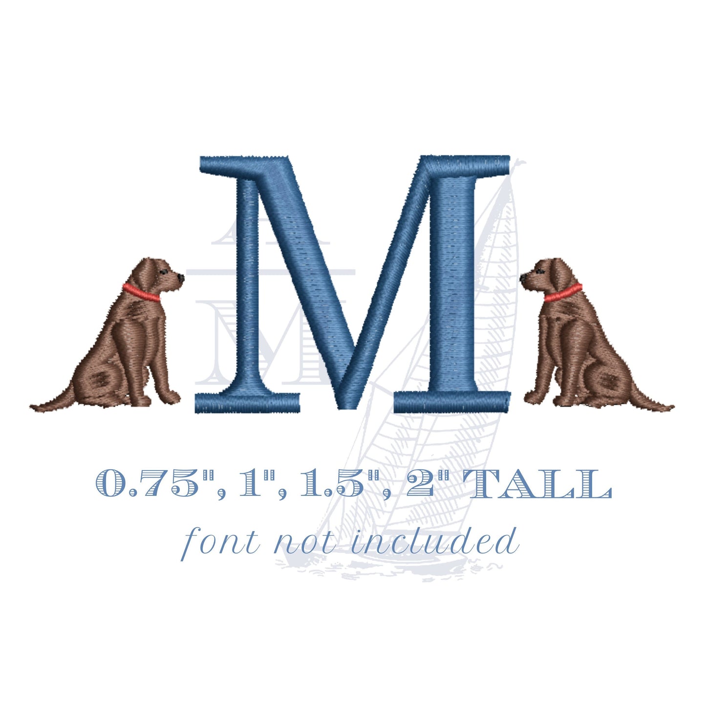 Mini Lab Dog Embroidery Design, Satin Fill Finish for Machine Embroidery, 4 Sizes, 0.75" to 2" tall