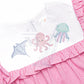 Sea Creatures Trio, Sketch Fill, Octopus, Sting Ray and Jellyfish Ocean Embroidery Design, 3-7" Wide