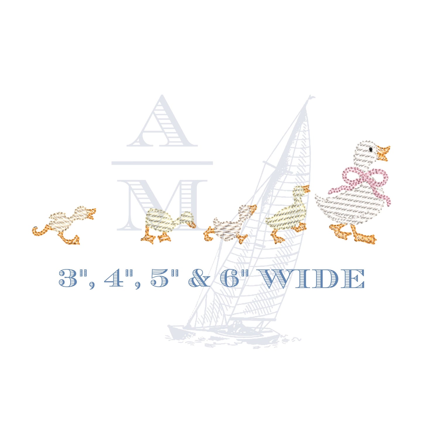 Baby Ducks and Mama Embroidery Design Quick Stitch Sketch Fill, 4 Sizes, Great for New Baby Gifts