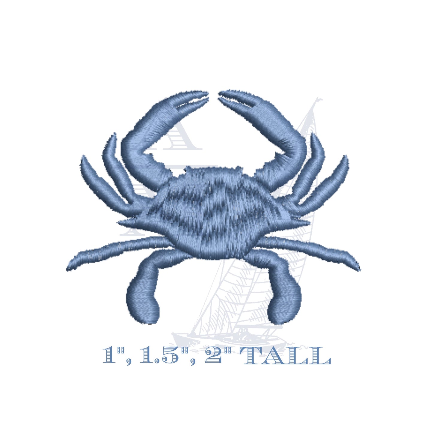 Mini Blue Crab Embroidery Design, Summer Design for Boys or Girls, 1", 1.5", 2"