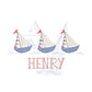 Sailboat Trio Sketch Fill Quick Stitch Embroidery Design, 3-7" Wide