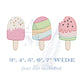 Ice Cream Bar Trio Sketch Fill Summer Embroidery Design, 3-7" Wide