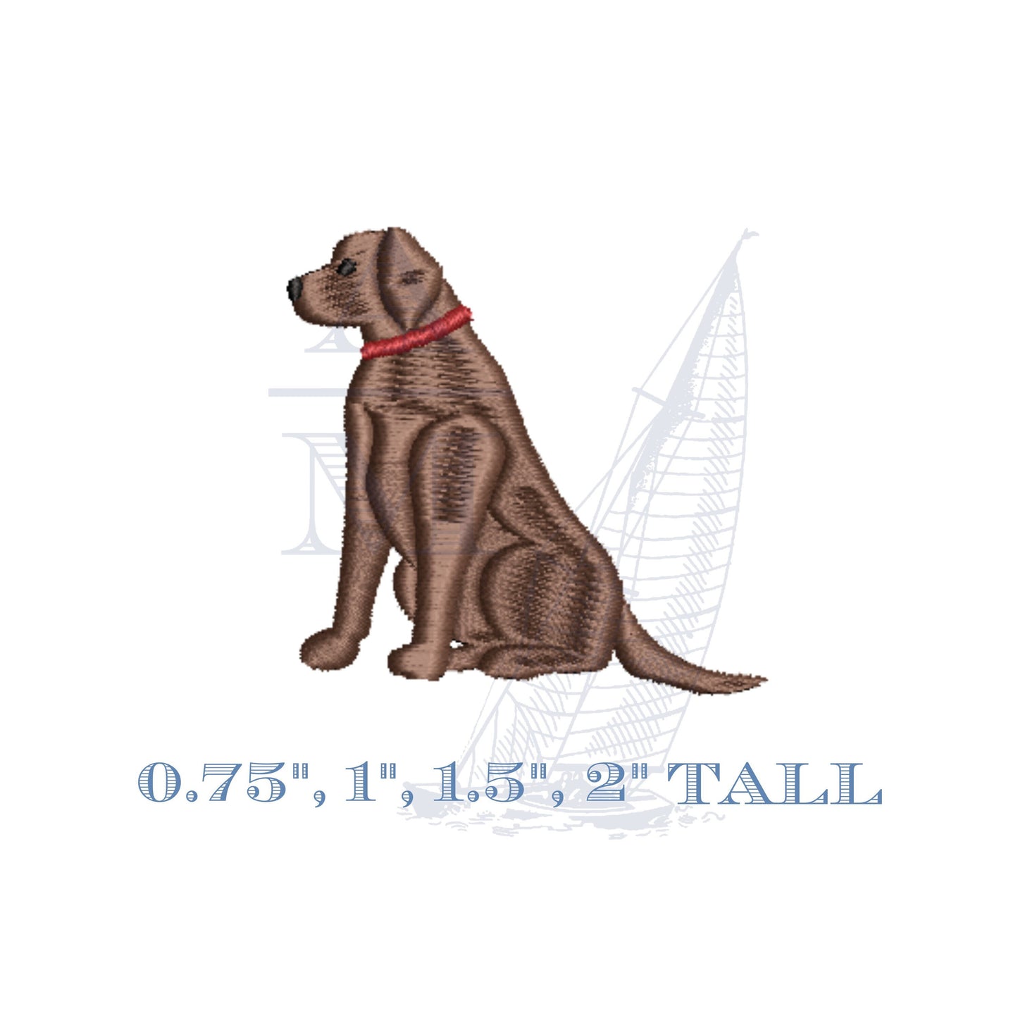 Mini Lab Dog Embroidery Design, Satin Fill Finish for Machine Embroidery, 4 Sizes, 0.75" to 2" tall