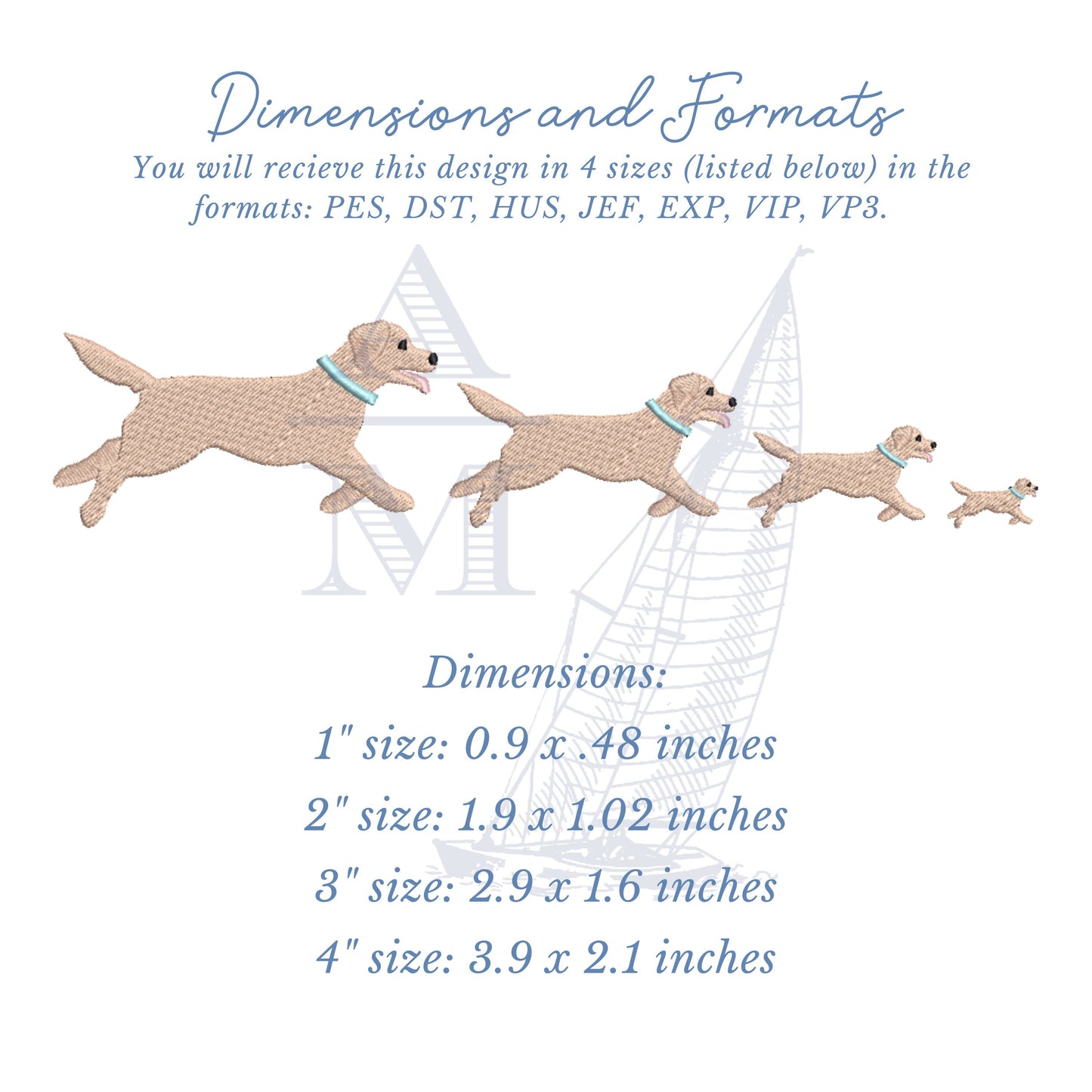 Running Lab Embroidery Design, Fill Stitch, 4 Sizes