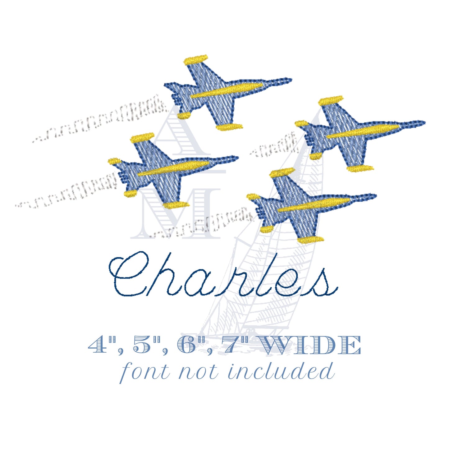 Blue Angels Airplane Jet Embroidery Design, Summer Embroidery Plane, Sketch Fill, 4 Sizes