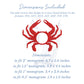 Crab Monogram Frame Design for Embroidery, Fits Fonts 0.5" to 2" tall