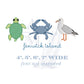 Beach Summer Embroidery Design with Sea Turtle, Blue Crab and Seagull, 4 sizes each