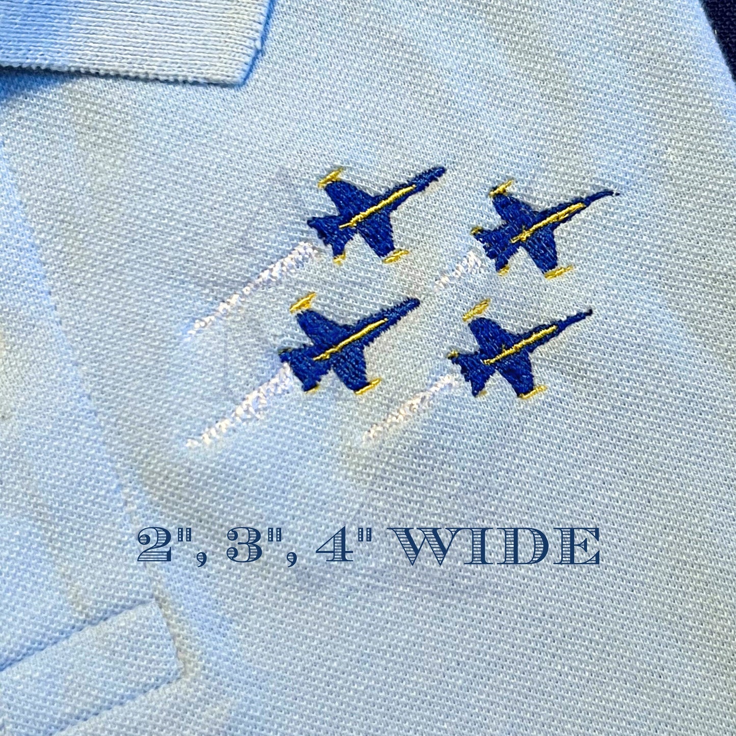 Fighter Jet Blue Angel Airplane Embroidery Design, 3 Sizes, Fill Stitch