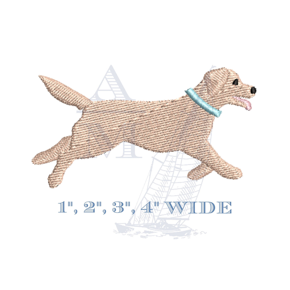 Embroidered Lab Pattern Running Lab Embroidery Design, Fill Stitch, 4 Sizes – Annapolis Monograms