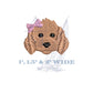 Mini Cockapoo or Labradoodle Girl Puppy Embroidery Design with Bow for Machine Embroidery, 1", 1.5" & 2" Tall