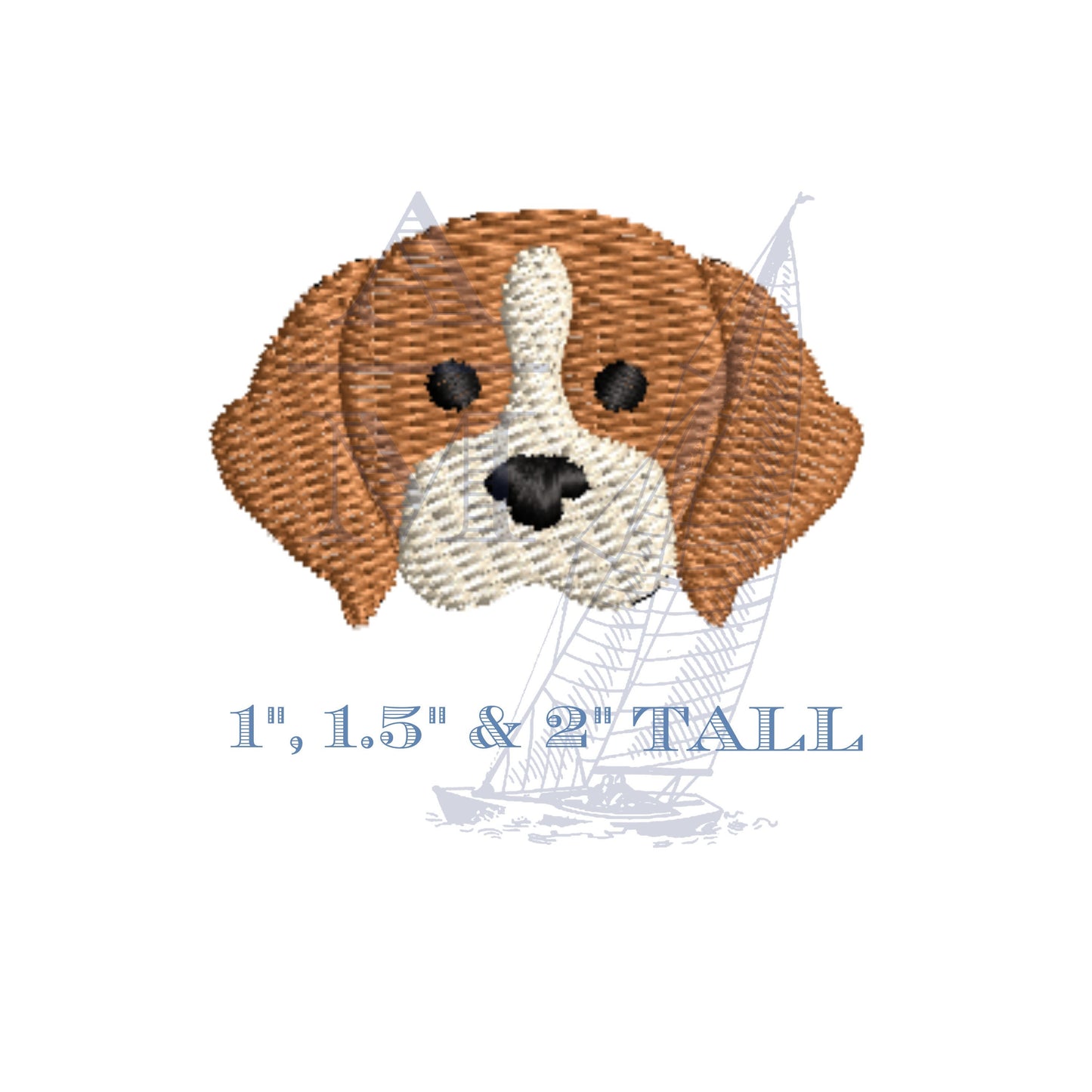 Mini Beagle Embroidery Design for Machine Embroidery, 1", 1.5" & 2" Tall