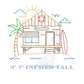 Summer Surfer Lifeguard Shack Embroidery Design with Palm Tree, Sun & Surfboard, 5 Sizes, for Machine Embroidery, Digital File