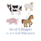Mini Farm Animals Embroidery Design Set of 4 Motifs - Cow Pig Sheep Horse - Digital Files in 3 Sizes Each for Fun Fall Projects