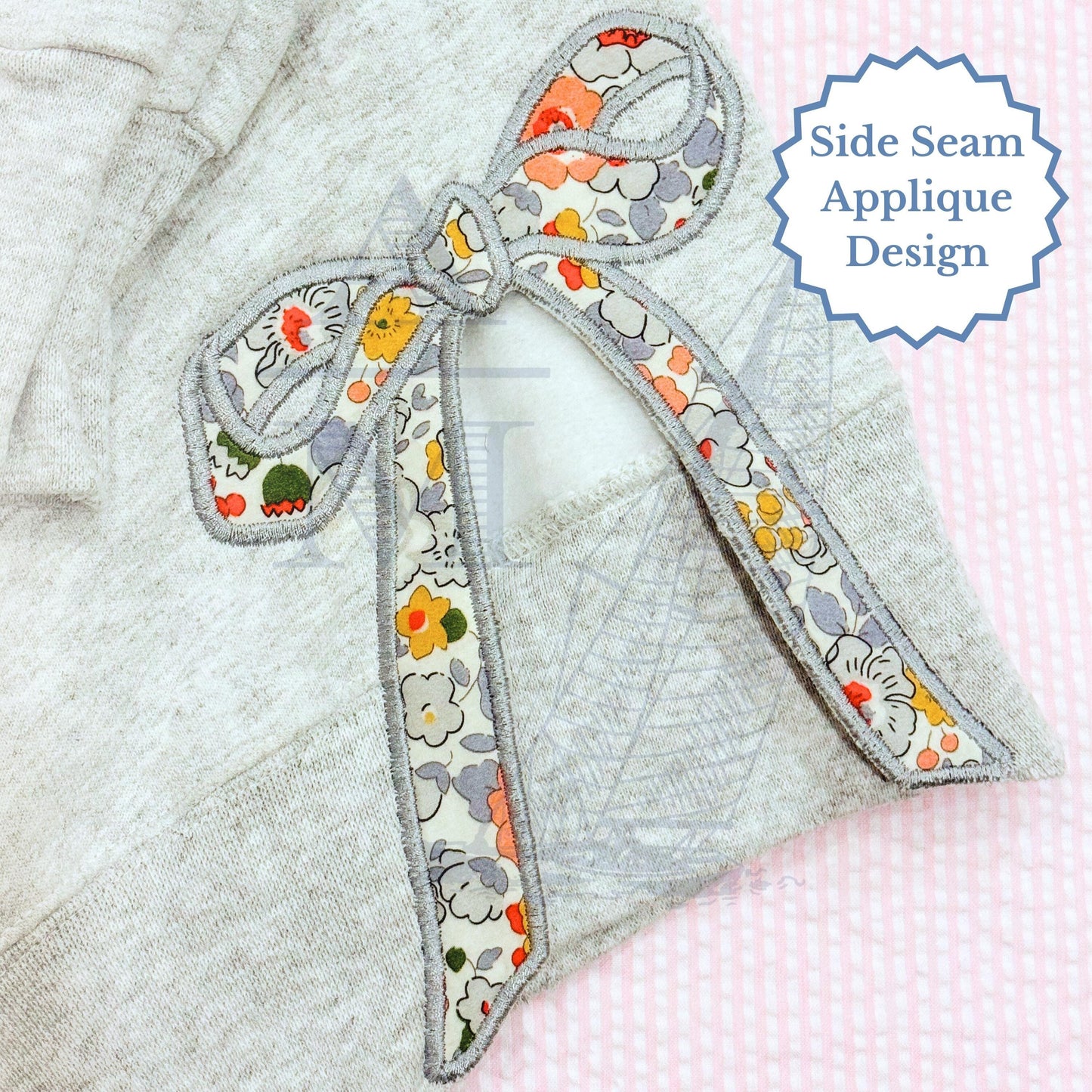 Hand Tied Style Side Bow Applique for Sweatshirts and Tops, Trendy Embroidery Design File, Satin Finish 3", 4", 5", 6", 7" Tall