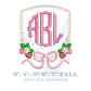 Strawberry Crest Monogram Frame Embroidery Design with Bow and Flowers, Girly Southern Frame, 5 Sizes