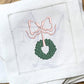 Christmas Wreath with Bow Embroidery Design, Grandmillennial Holiday Chinoiserie, 4 Sizes,  Machine Embroidery Digital File