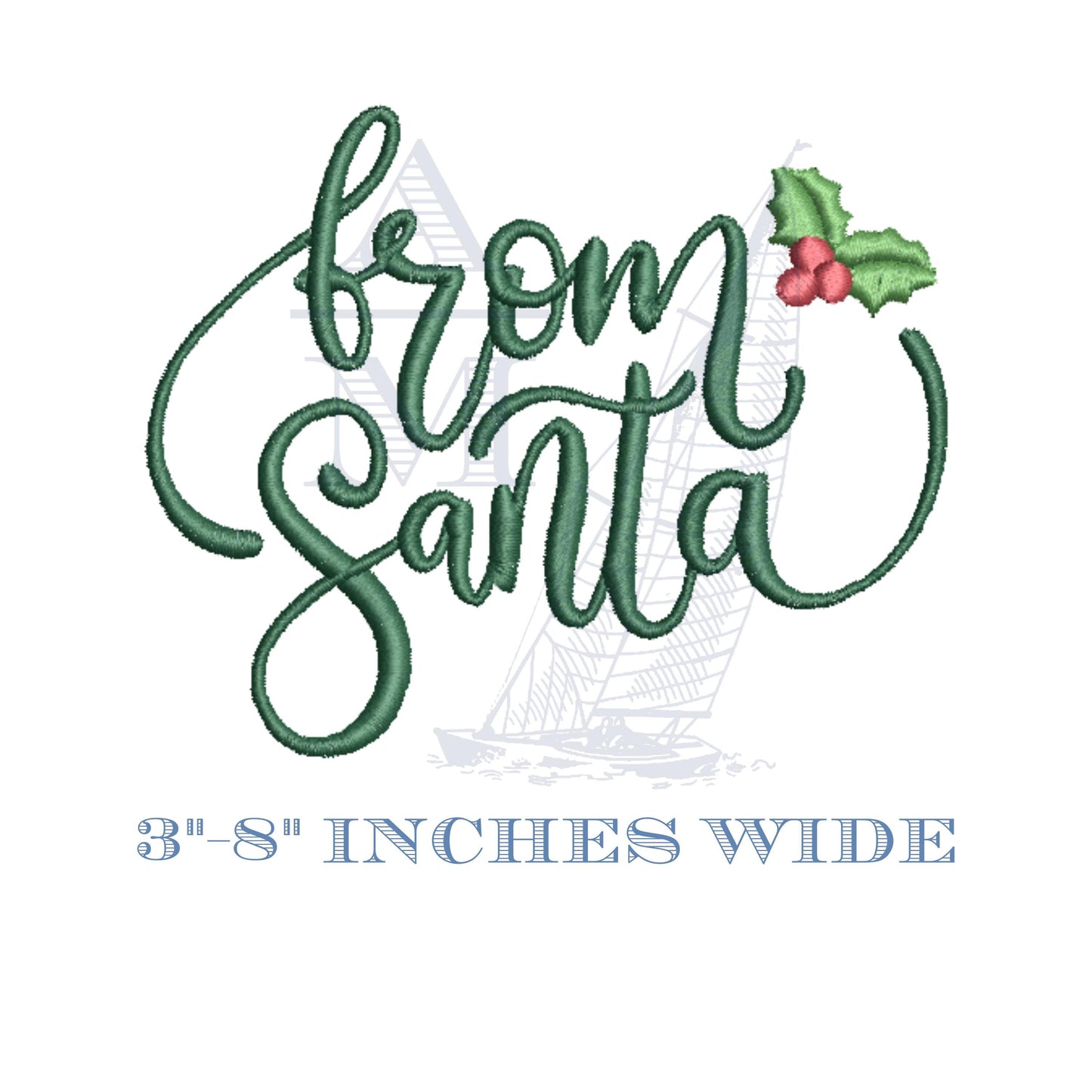 From Santa Christmas Words Embroidery Design with Holly, Holiday Winter, 6 Sizes,  Machine Embroidery Digital File