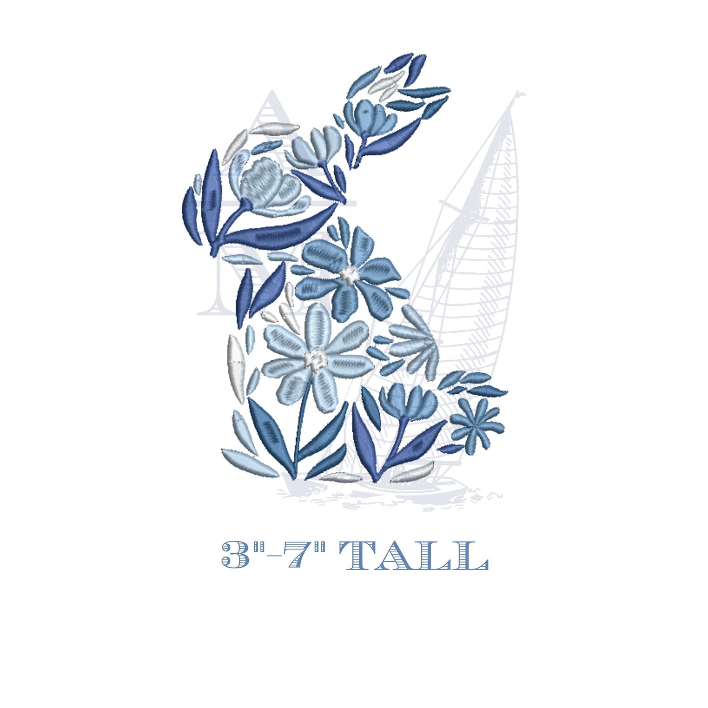 Floral Bunny Embroidery Design, Flowers and Leaves, Bunny Shape Silhouette Design, Create Multiple Styles with One Design, 5 Sizes
