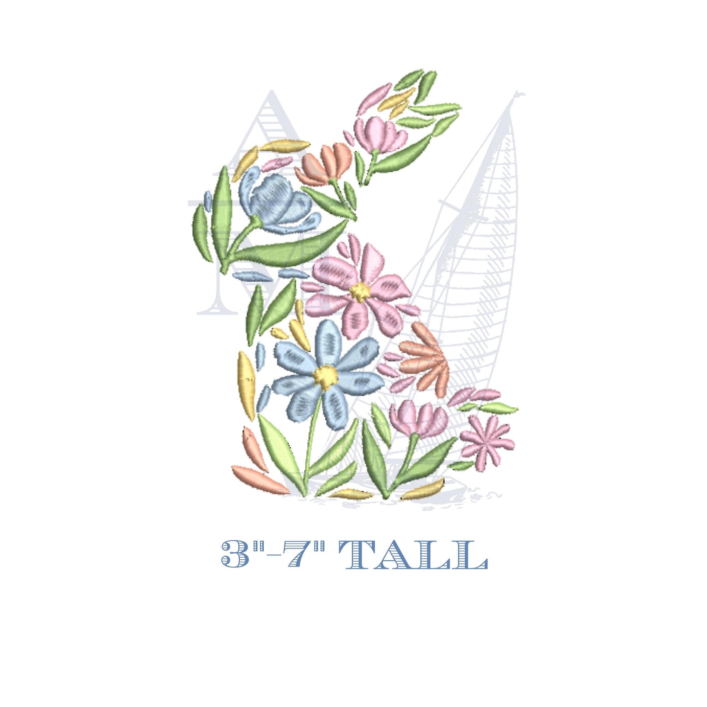 Floral Bunny Embroidery Design, Flowers and Leaves, Bunny Shape Silhouette Design, Create Multiple Styles with One Design, 5 Sizes